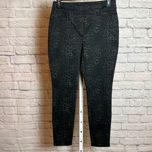 Chico's Black Leopard Print Ankle Pants Women size 0 Chiccore Neutral